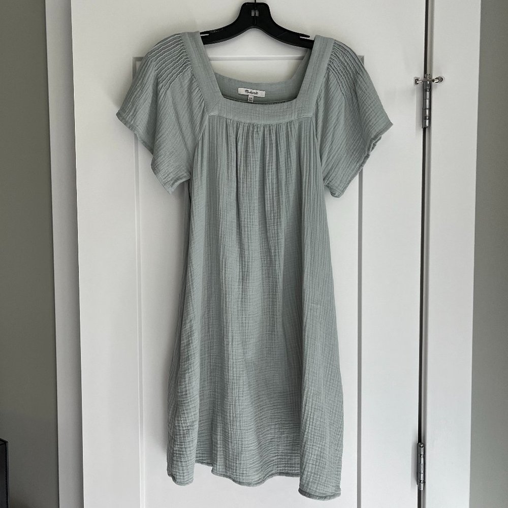 Madewell Lightspun Butterfly Square-Neck Mini Dress Glassware Blue XXS